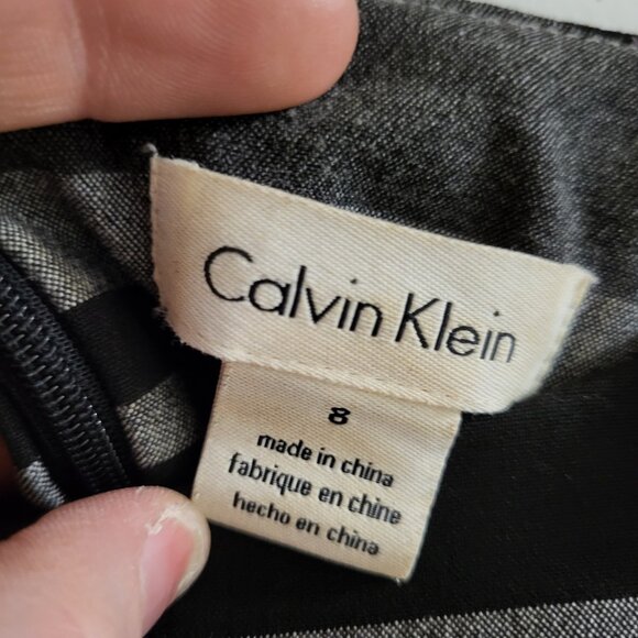Calvin Klein Striped Sheath Dress - Black & Gray - Size 8 - Picture 4 of 4